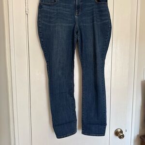 Old Navy Women's Curvy Mid Rise Tall Straight Leg Jeans - Medium Blue